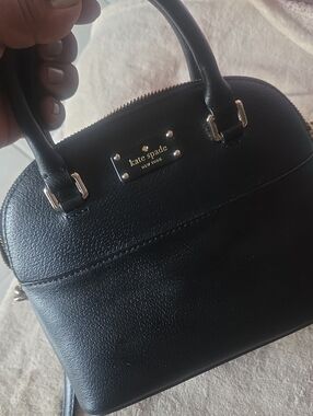 kate spade Black Pebbled Leather Satchel with Gold Hardware